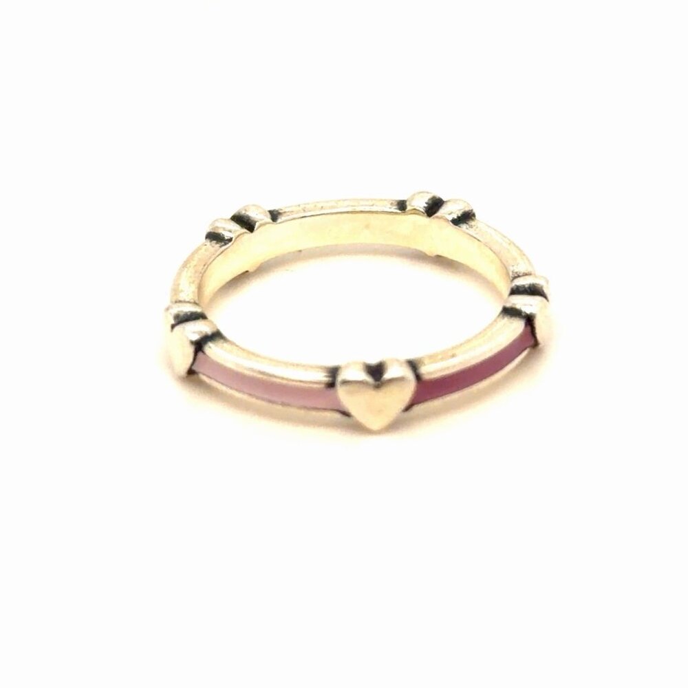 James Avery Pink Enamel Band With Hearts Ring - Picture 3 of 6